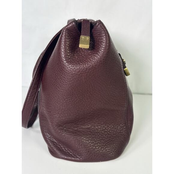 Etienne Aigner Pebbled Leather Shoulder Bag Maroon Double Strap Zip - Picture 4 of 16